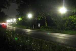 LED Radwegbeleuchtung bei Nacht